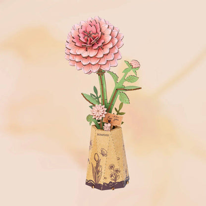 Rowood Pink Dahlia 3D Wooden Puzzle