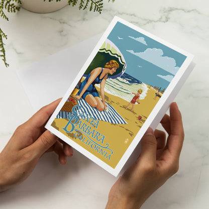 Santa Barbara Greeting Card - Beach Picnic