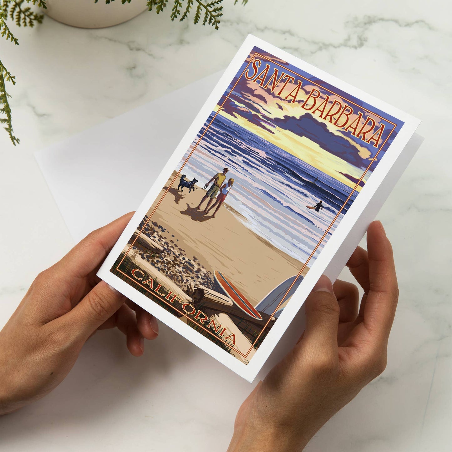 Santa Barbara Greeting Card - Dog Beach