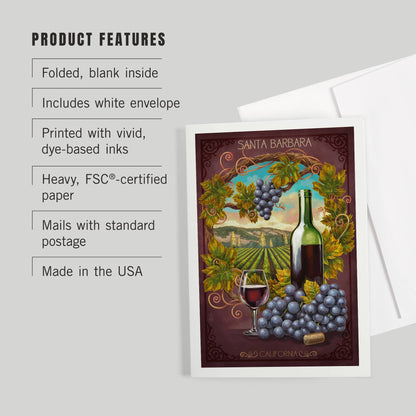 Santa Barbara Greeting Card - Wine Country Window