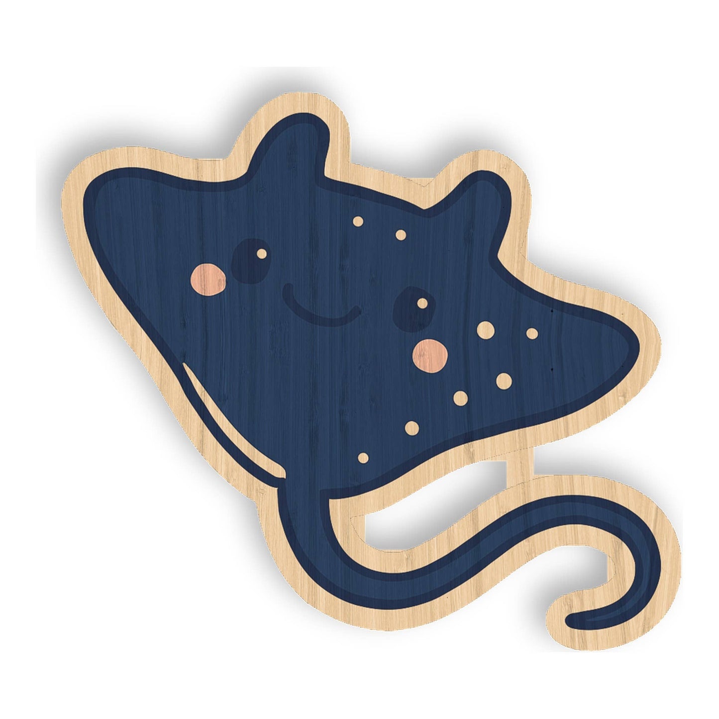 Cute Sting Ray - Ocean Bamboo Wood Sticker