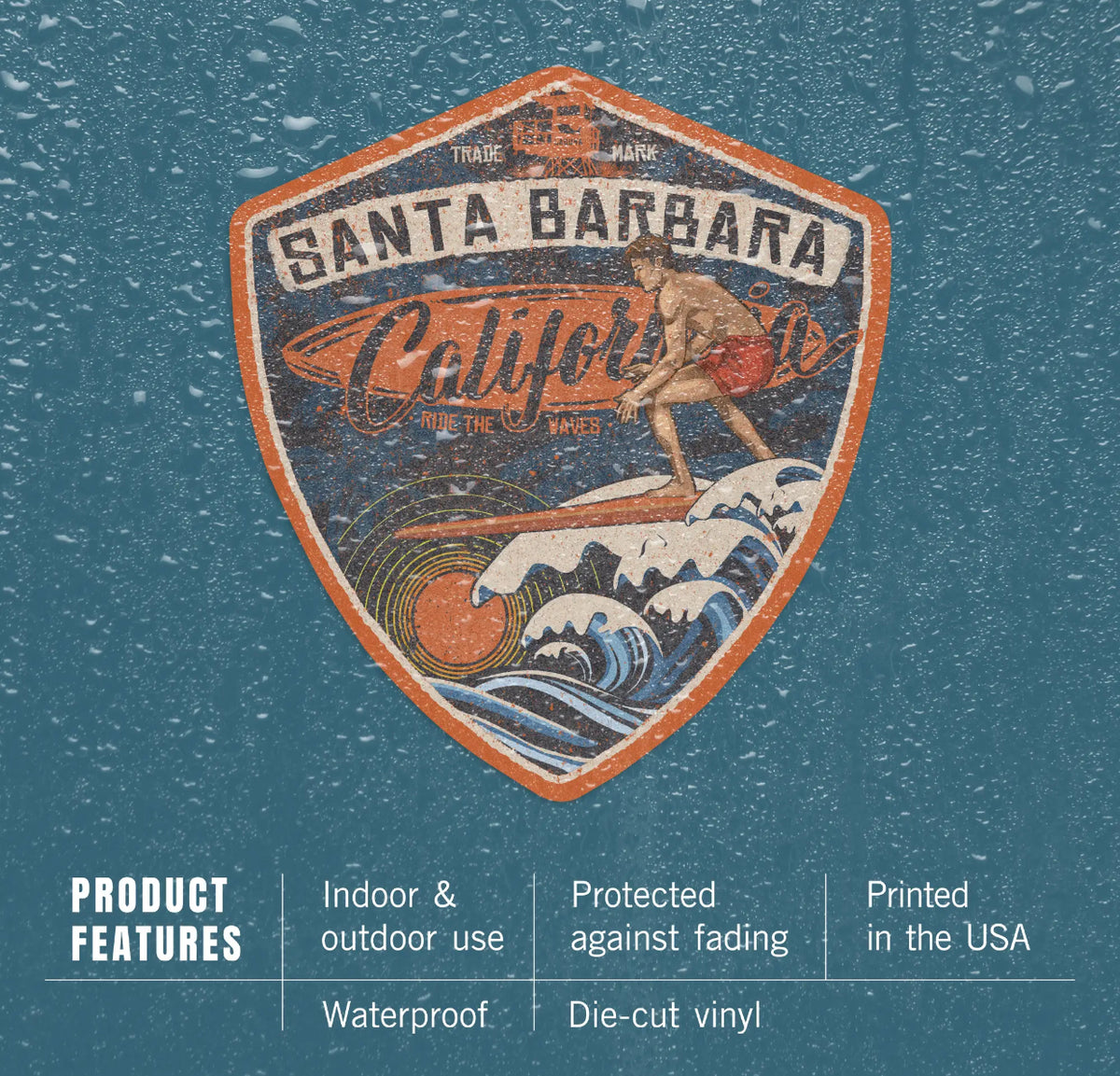Large Shield  Stickers - Santa  Barbara