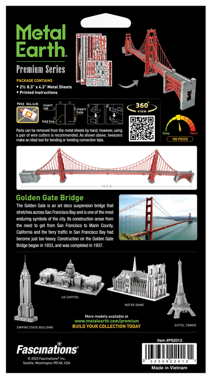 3D Metal Puzzle - Golden Gate Bridge - Premium Series Metal Earth