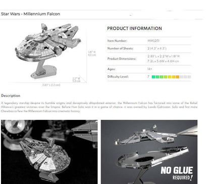 3D Metal Puzzle - Millennium Falcon Star Wars - Metal Earth