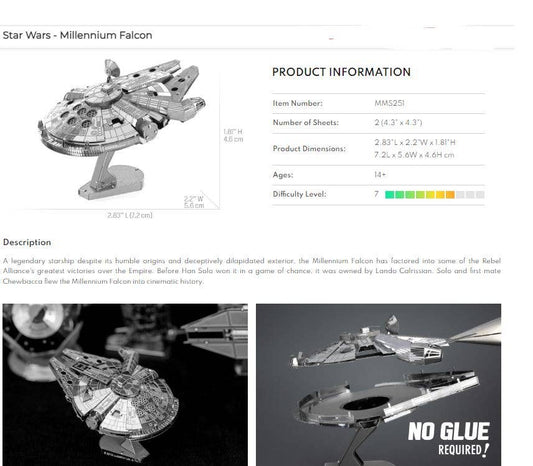 3D Metal Puzzle - Millennium Falcon Star Wars - Metal Earth