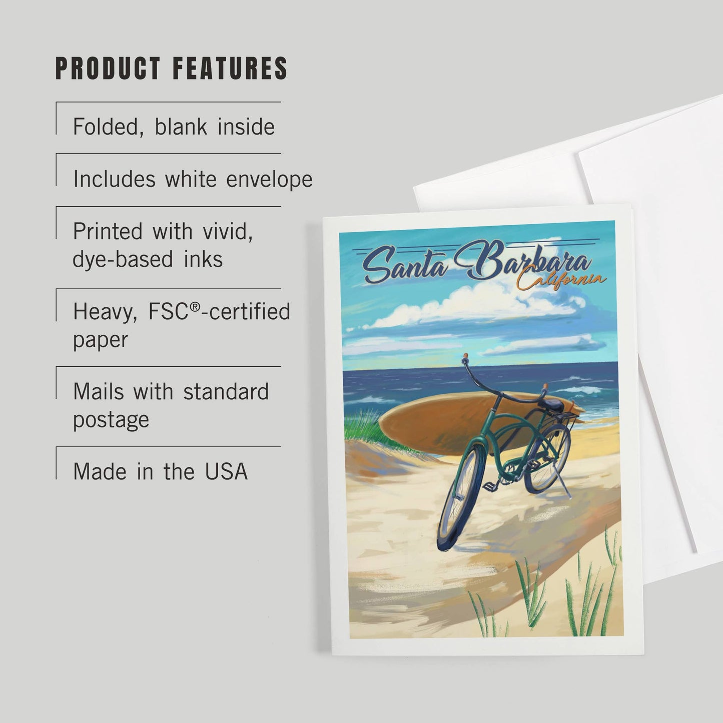 Santa Barbara Greeting Card - Beach Cruiser