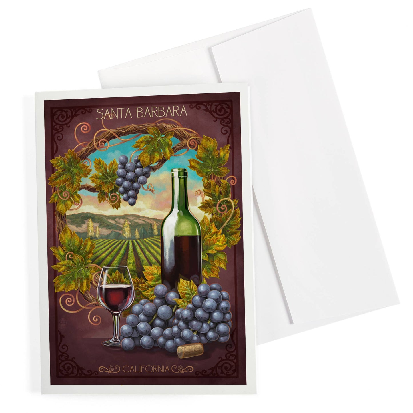 Santa Barbara Greeting Card - Wine Country Window