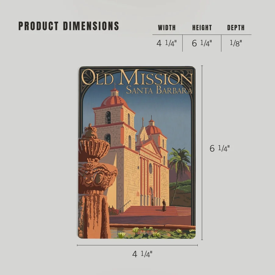 Santa Barbara Wood Postcards - Old Mission