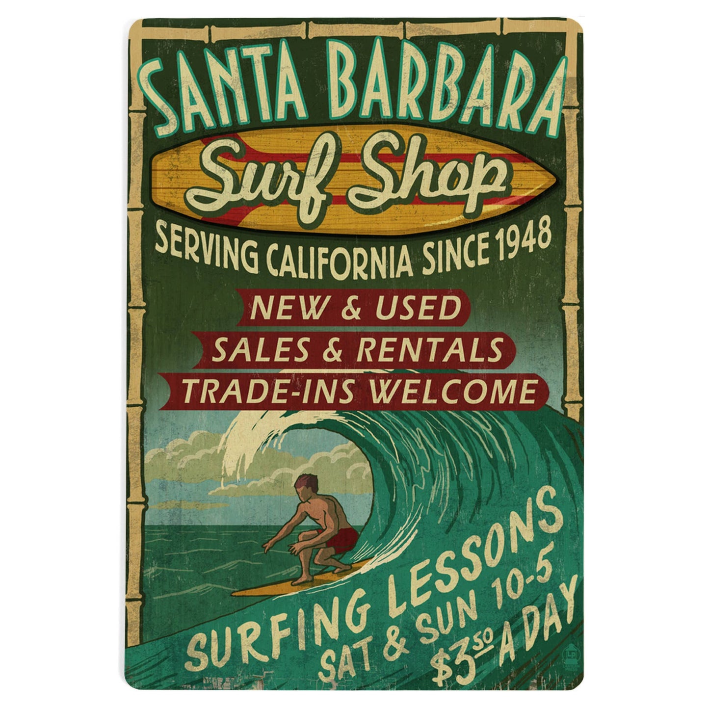 Santa Barbara Wood Postcards - Surf Shop