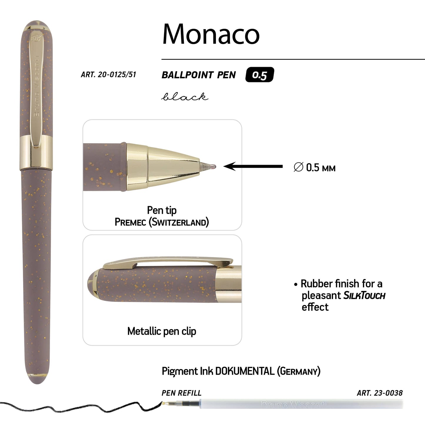 Monaco - Glitter Grey Ballpoint Pen