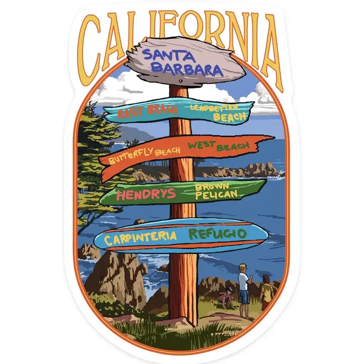 Santa Barbara Stickers - Sign Post