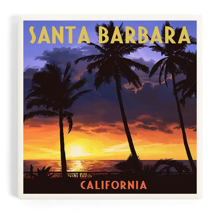 Palms & Sunset Santa Barbara Ceramic Coaster