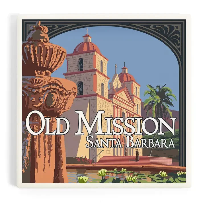Old Mission Santa Barbara Ceramic Coaster