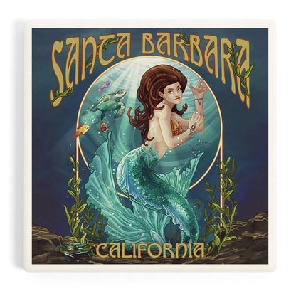 Mermaid Santa Barbara Ceramic Coaster