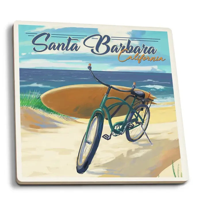 Beach Cruiser Santa Barbara Ceramic Coaster