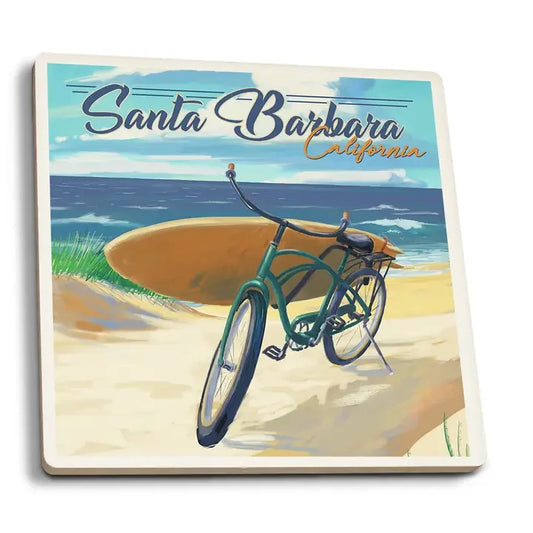 Beach Cruiser Santa Barbara Ceramic Coaster
