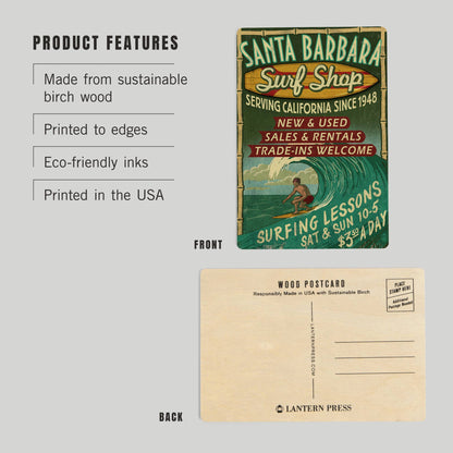 Santa Barbara Wood Postcards - Surf Shop