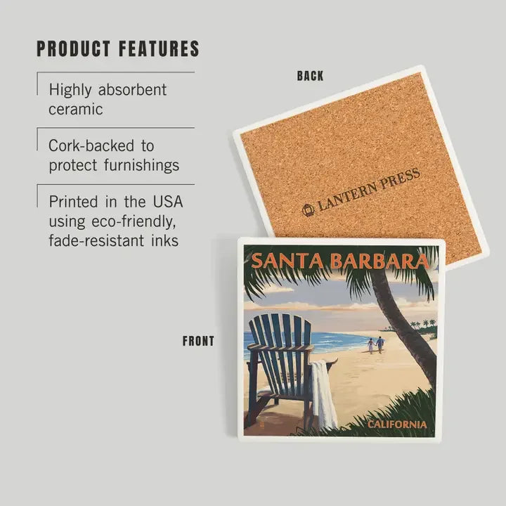Beach Chair Santa Barbara Ceramic Coaster