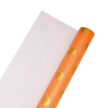 Orange w/ Metallic Gold Polka Dot - 30" x 10' Wrapping Paper
