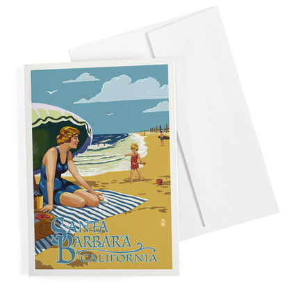 Santa Barbara Greeting Card - Beach Picnic