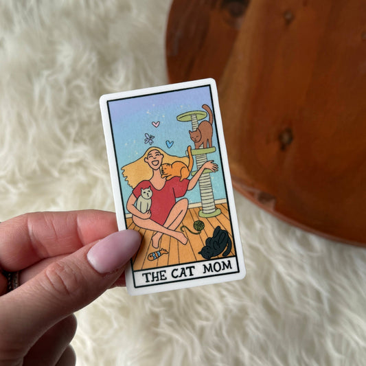 The Cat Mom Tarot Card Die Cut Sticker
