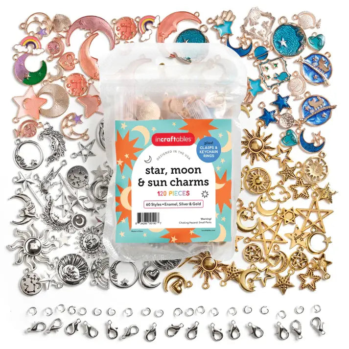 Incraftables Sun, Moon & Star Charms Pendants – 120pcs