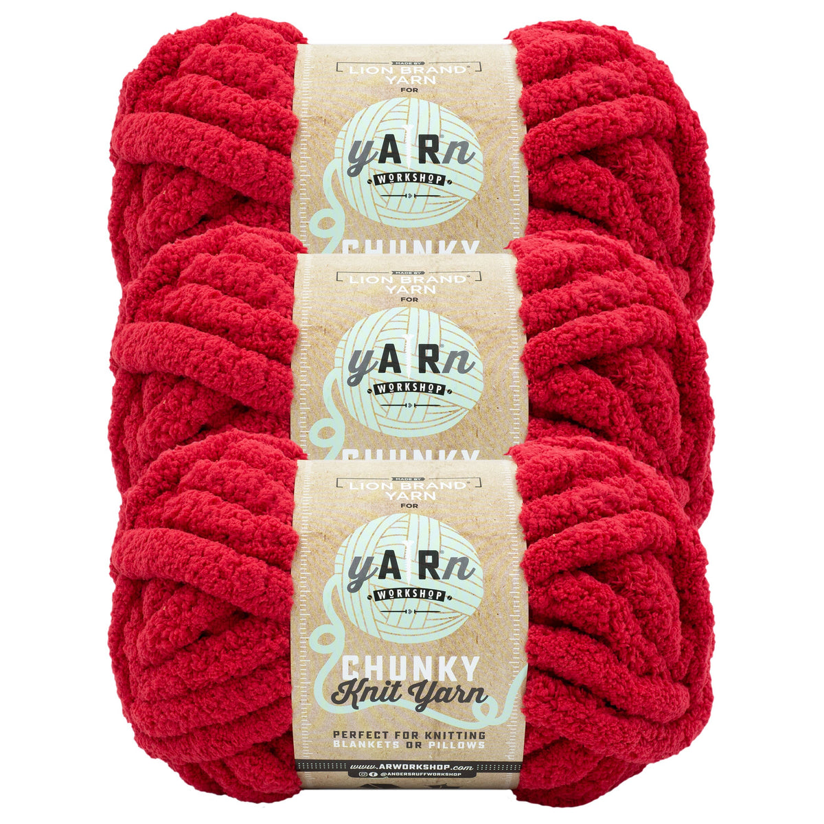 Lion Brand Yarn AR Workshop Chunky Knit 3 Pack: Sangria