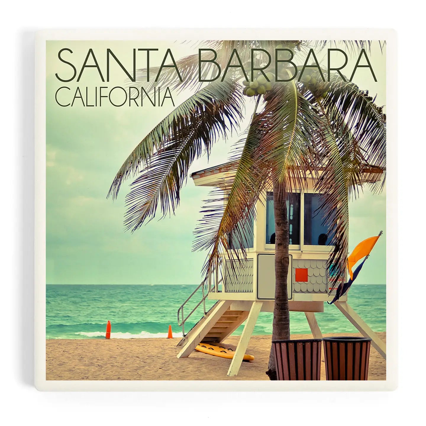 Lifeguard Station Santa Barbara Ceramic Coaster