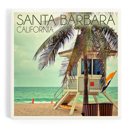 Lifeguard Station Santa Barbara Ceramic Coaster