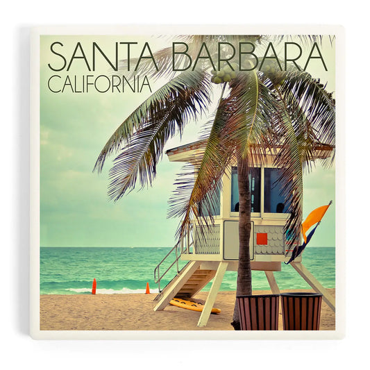 Lifeguard Station Santa Barbara Ceramic Coaster