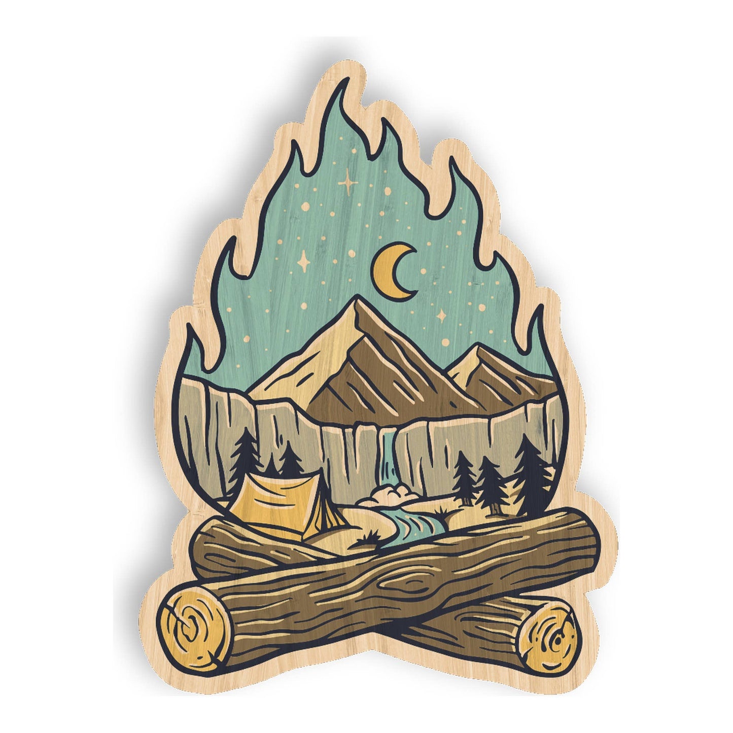 Camping Adventure - Bamboo Wood Sticker