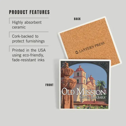 Old Mission Santa Barbara Ceramic Coaster