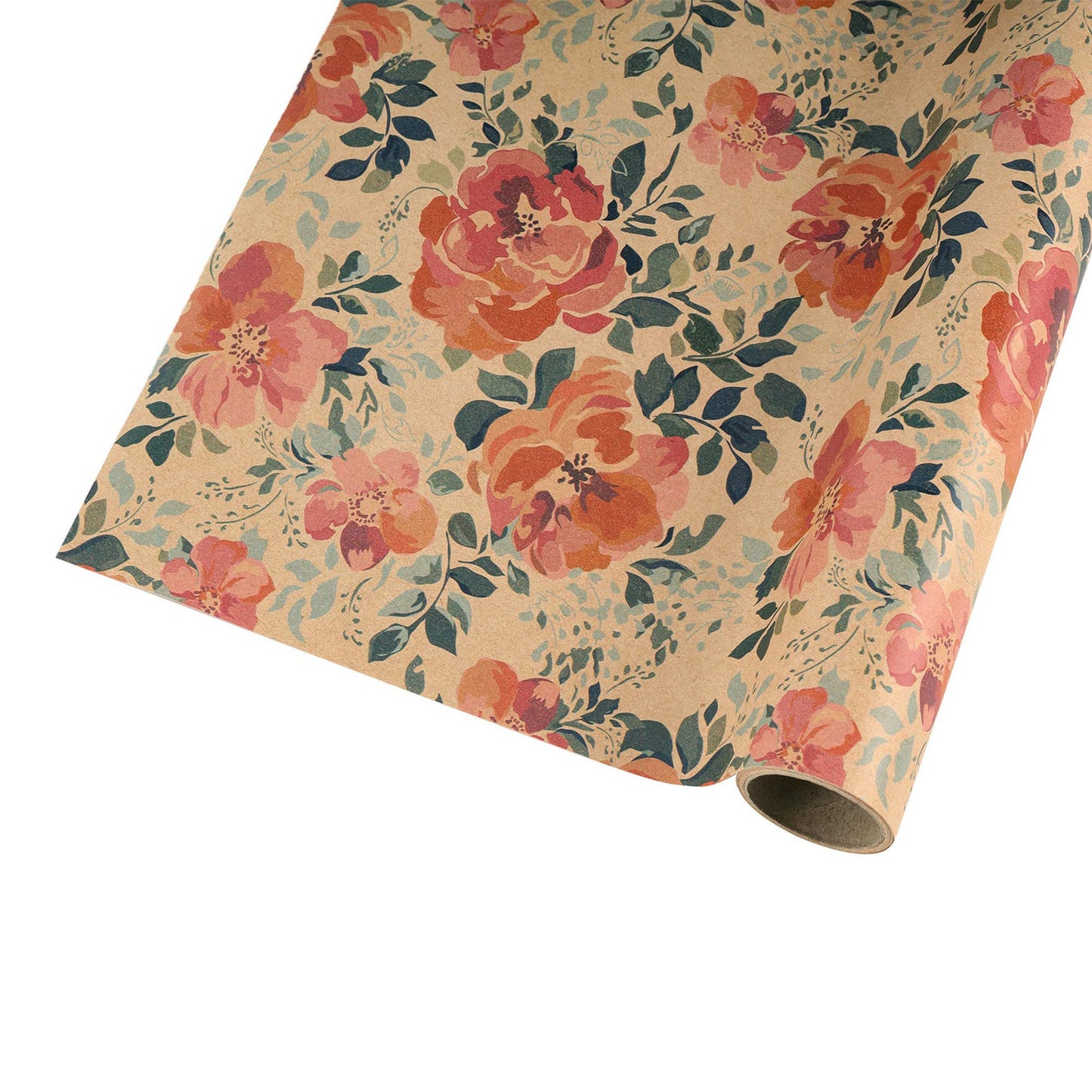 Kraft Pink Floral - 30" x 10' Wrapping Paper