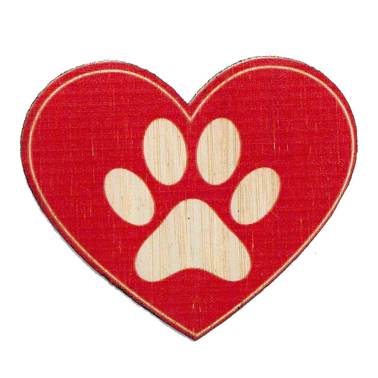 Heart Paw - Dog Bamboo Wood Sticker