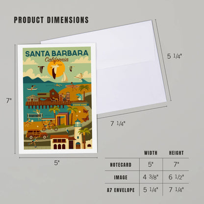 Santa Barbara Greeting Card - Downtown Harbor