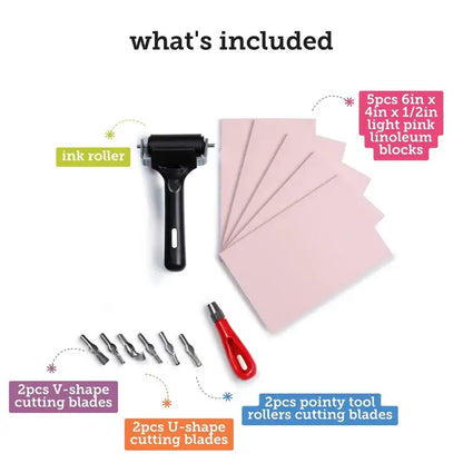 Incraftables Linocut Block Printing Kit