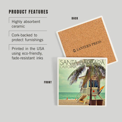 Lifeguard Station Santa Barbara Ceramic Coaster