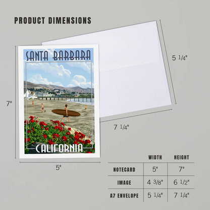 Beach Surfer Santa Barbara Greeting Card