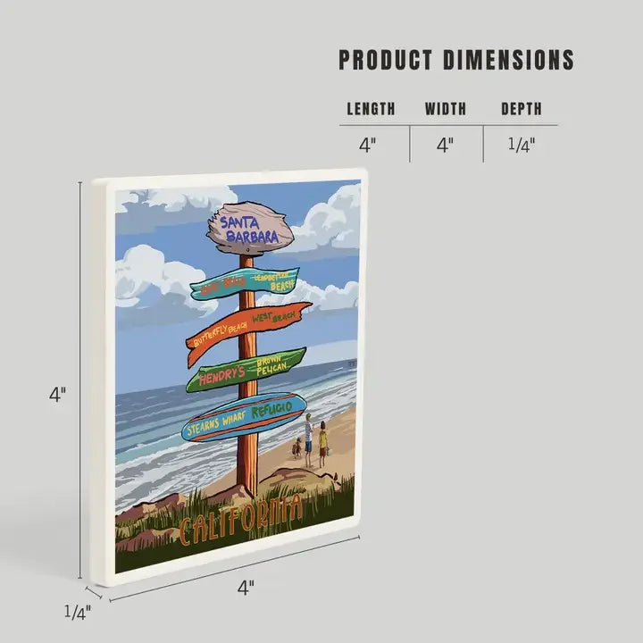 Santa Barbara Sign Post Ceramic Coaster