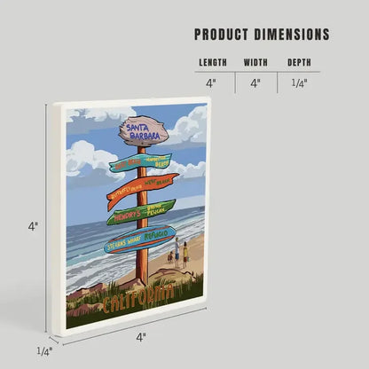 Santa Barbara Sign Post Ceramic Coaster