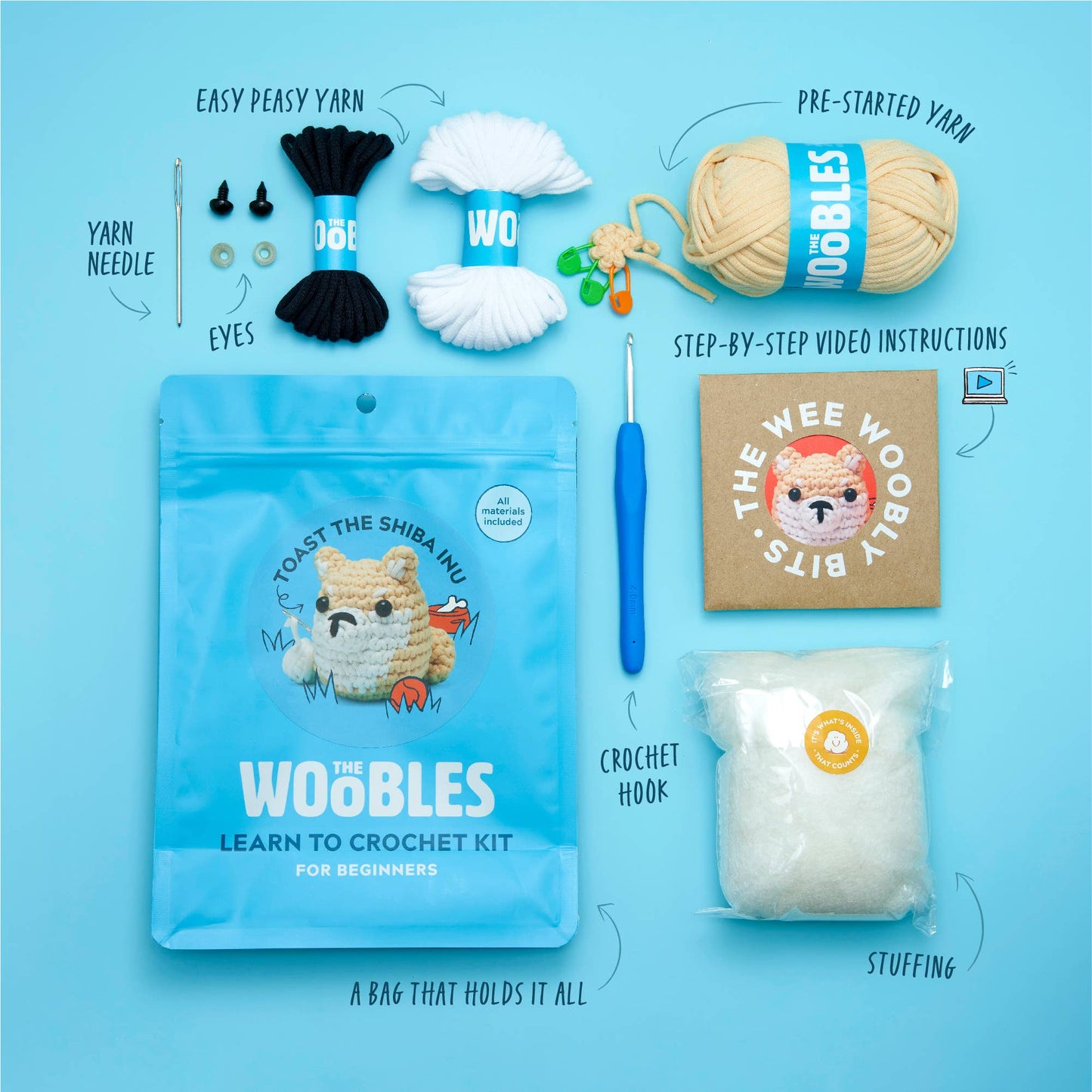 Toast the Shiba Inu - The Woobles Crochet Kit (Beginner)