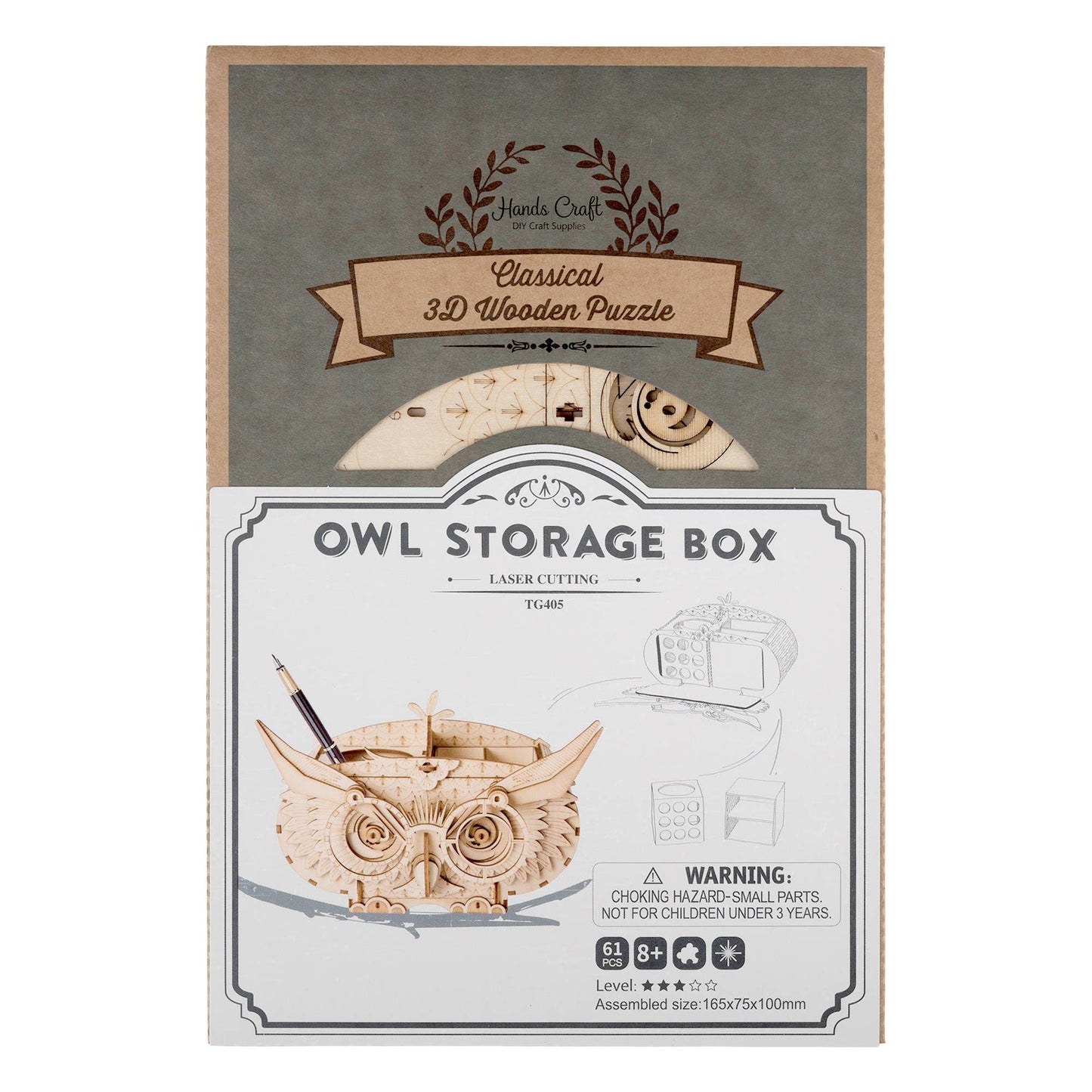 3D Wood Puzzle: Owl Storage Box
