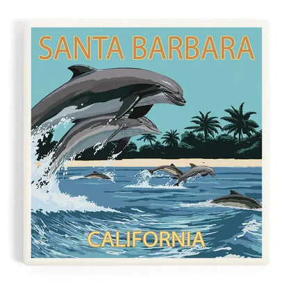 Dolphins Santa Barbara Ceramic Coaster