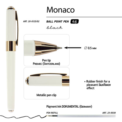 Monaco - White Ballpoint Pen