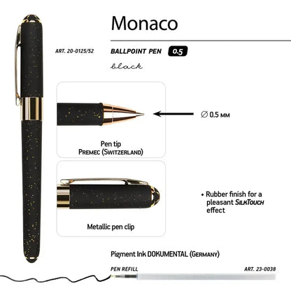 Monaco - Black Glitter Ballpoint Pen