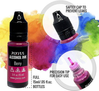PIXISS Alcohol Ink Set of 25 - Highly Saturated