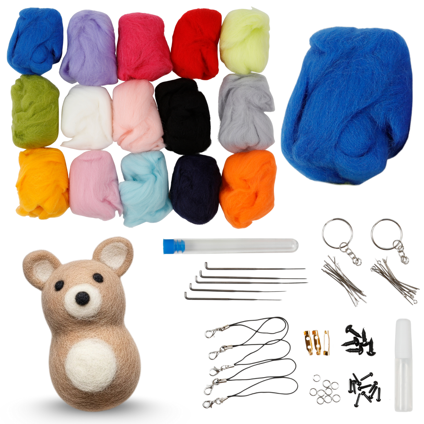 Incraftables Felting Needles Wool Kit – 15 Colors