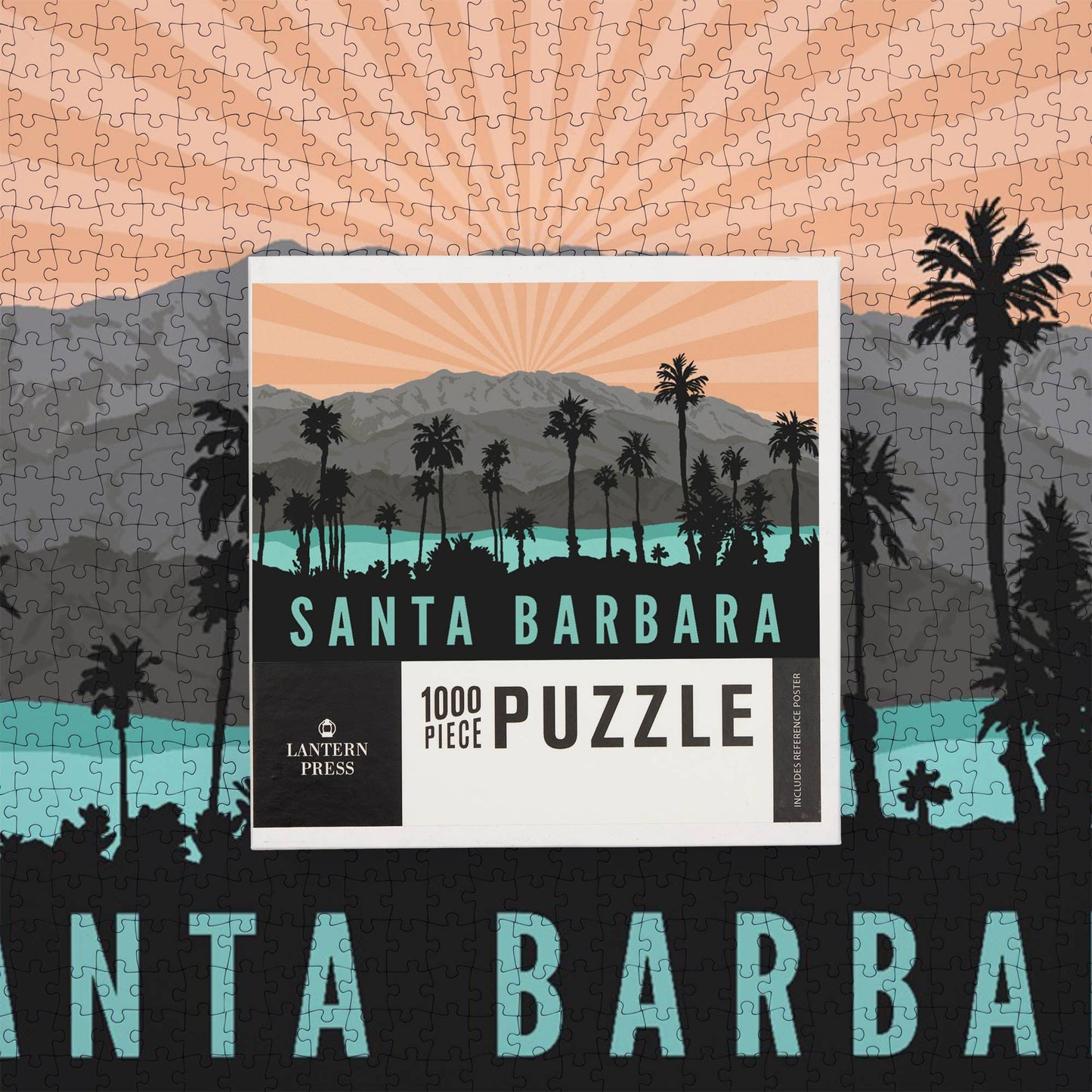 Palm Trees and Mountain Santa Barbara 1000 Piece Jigsaw Puzzle