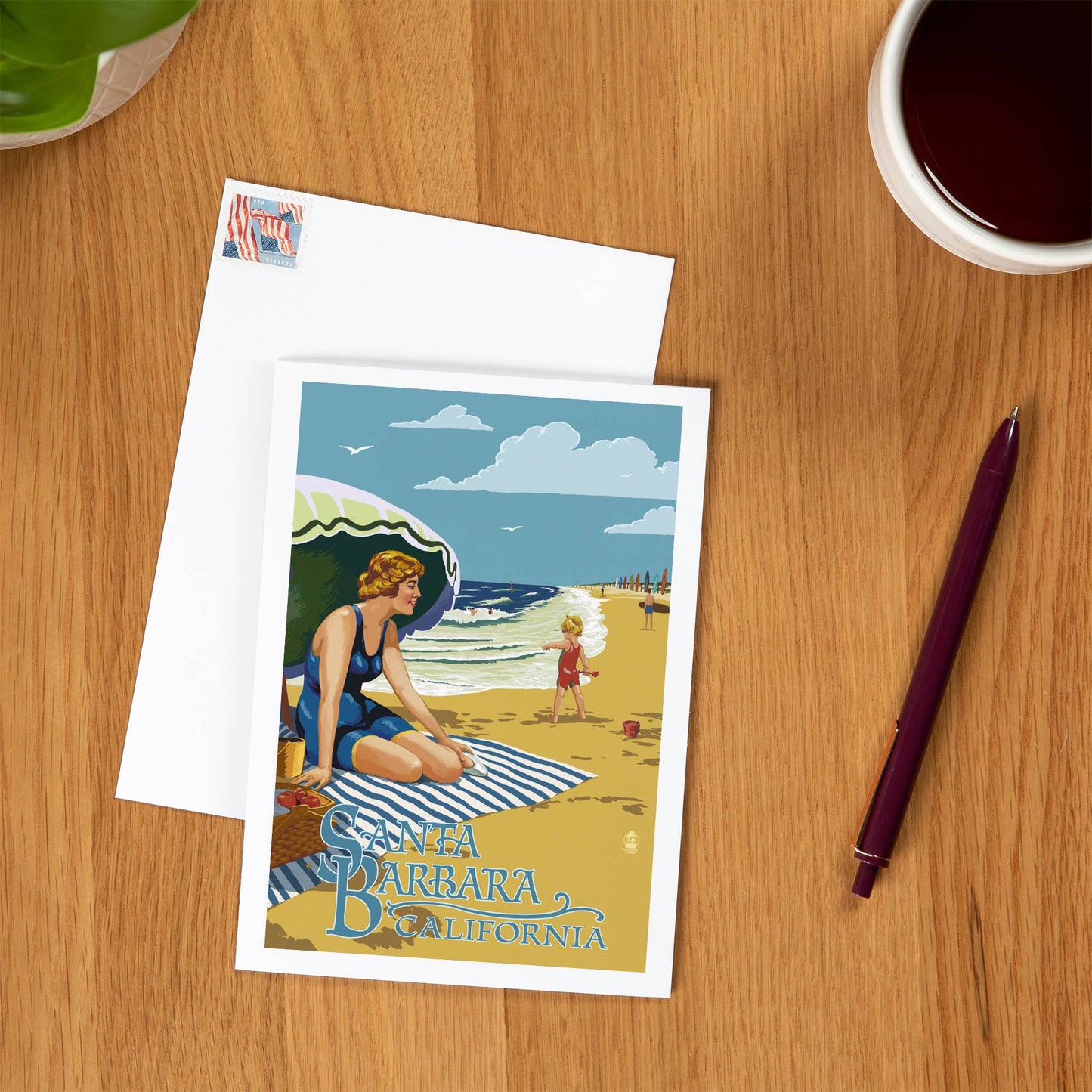 Santa Barbara Greeting Card - Beach Picnic