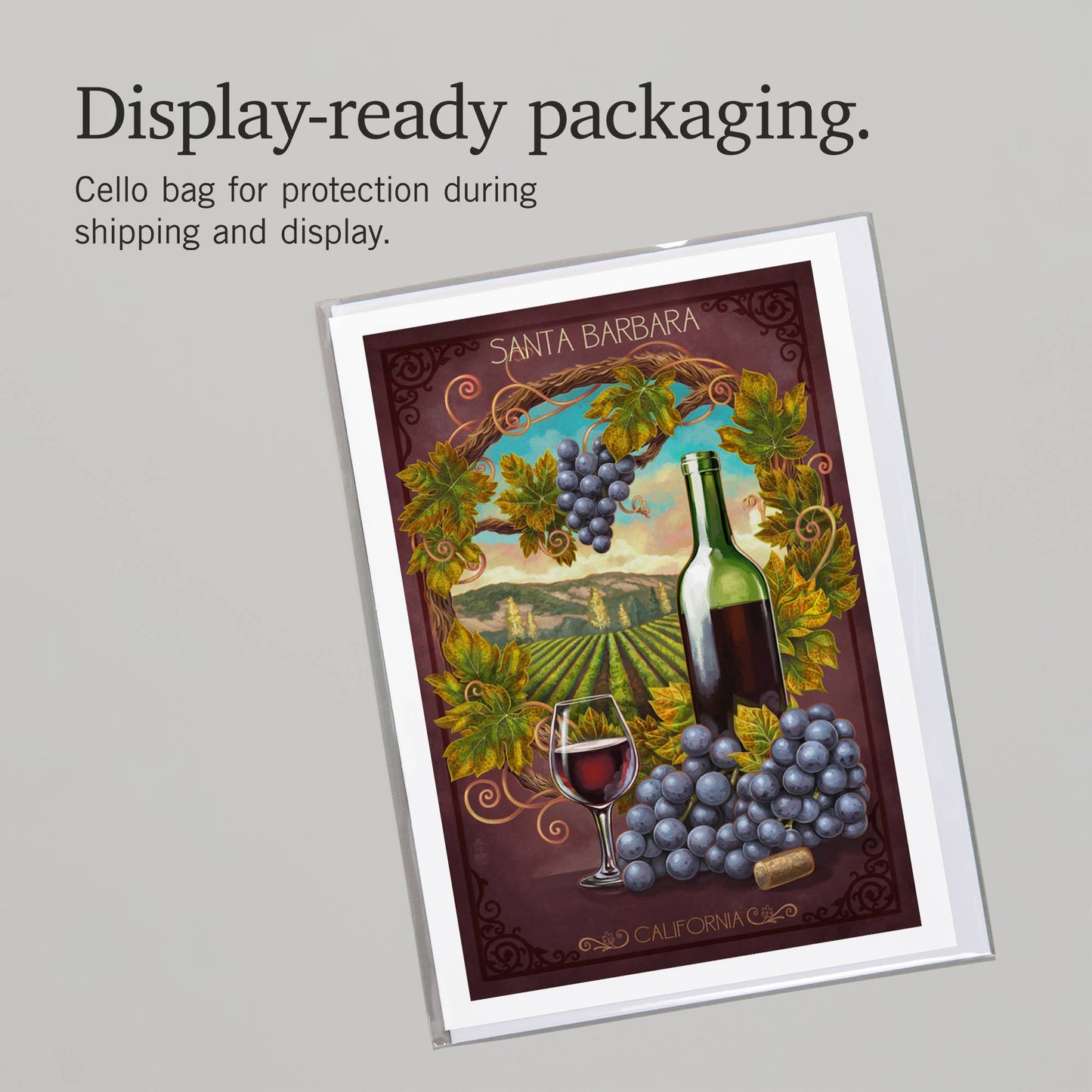 Santa Barbara Greeting Card - Wine Country Window